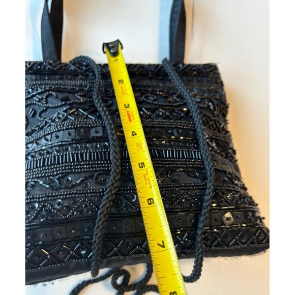Women's Unbranded Small Purse Beaded Front Satiny Material Back Cloth Strap - Picture 4 of 7